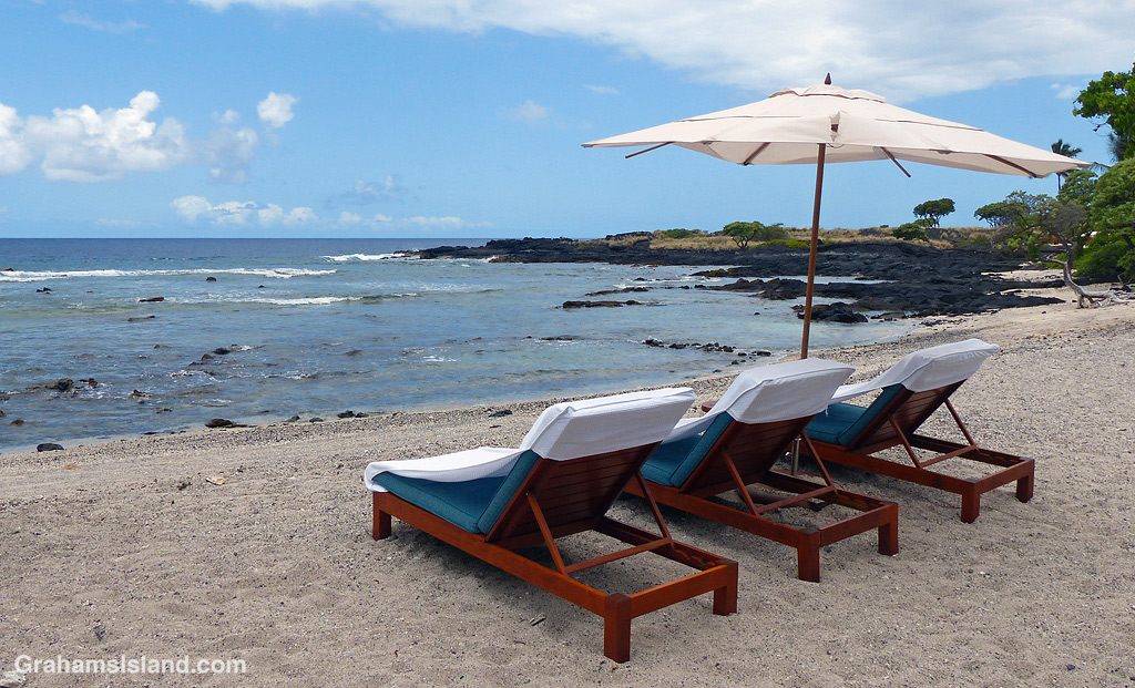 Chairs on a beach in Hawaii