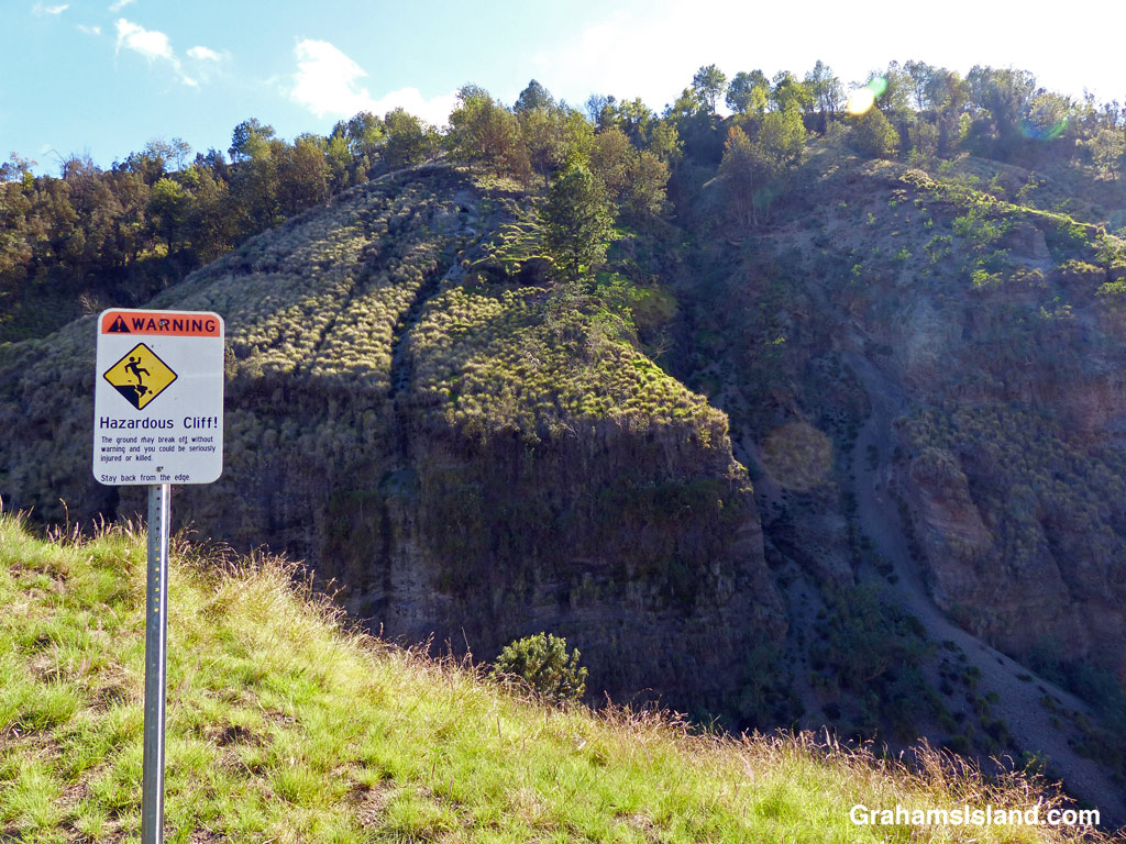 A warning sign beside an old quarry on PuuWaaWaa, Hawaii