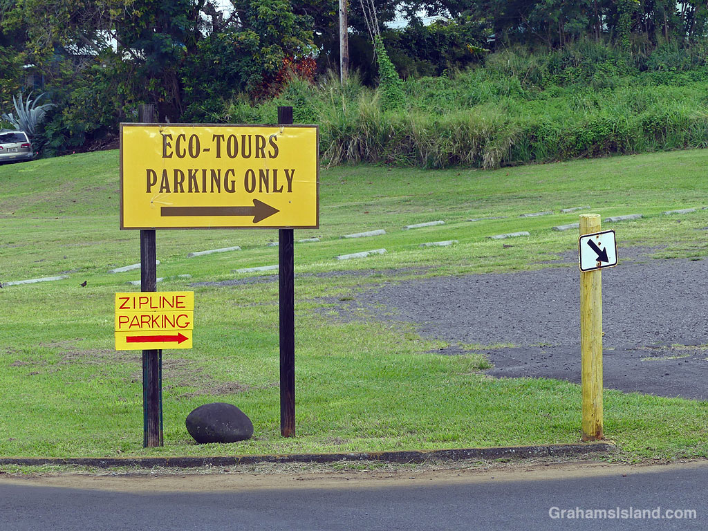 Parking signs in Hawi, Hawaii